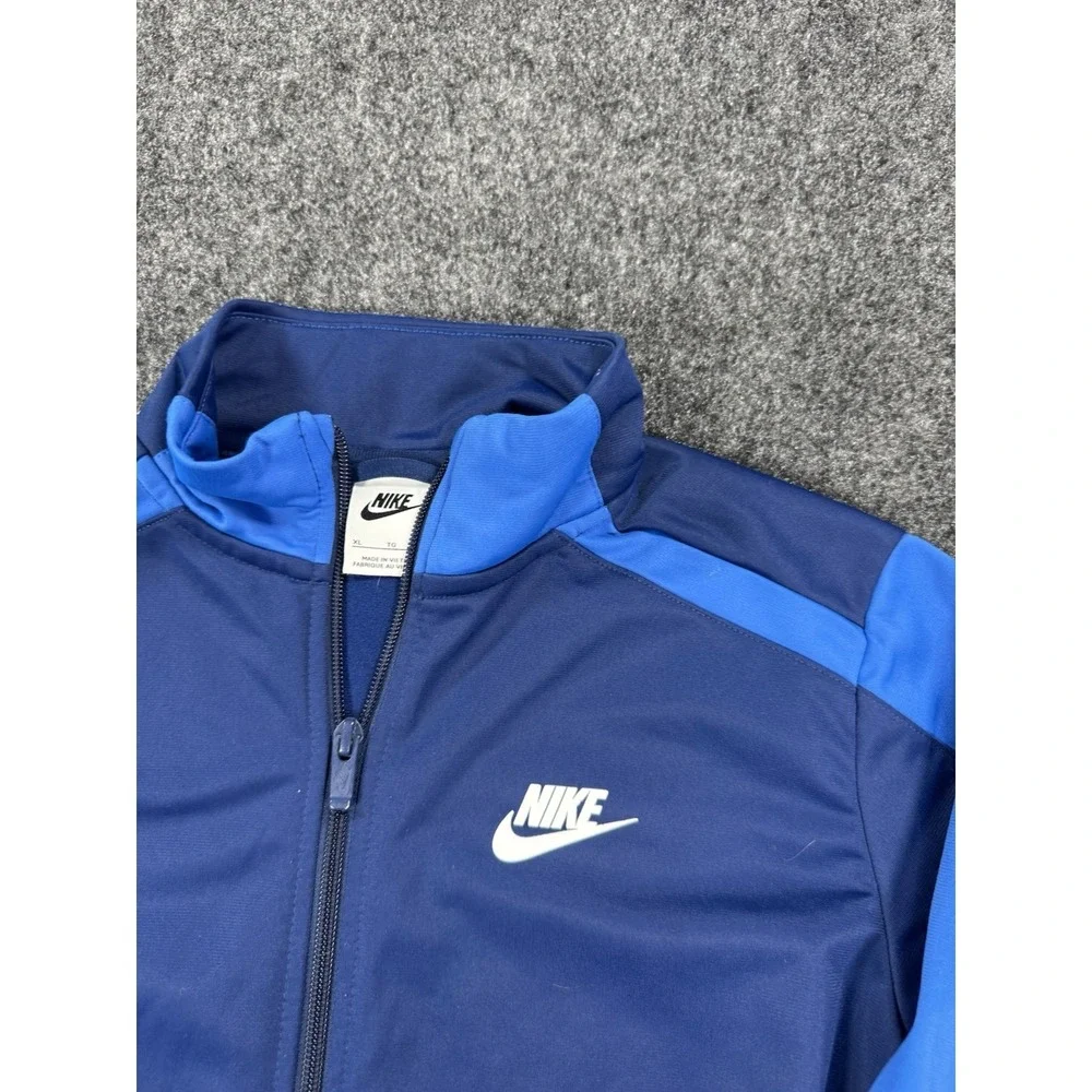 Nike Youth XL Full Zip Track Jacket Blue Swoosh Athletic Sportswear Spell Out